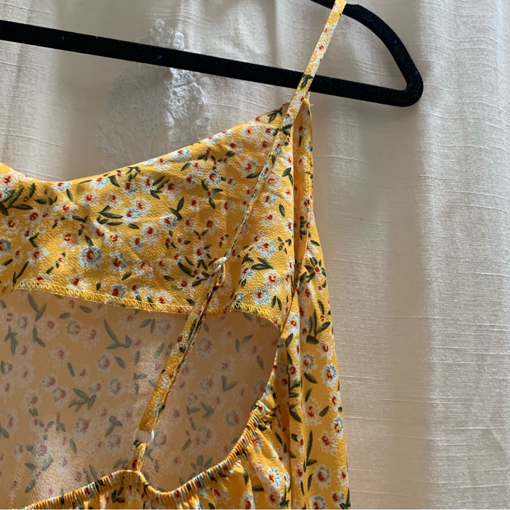 Yellow Ditsy Floral Print Lightweight Cami Dress - Picture 7 of 10